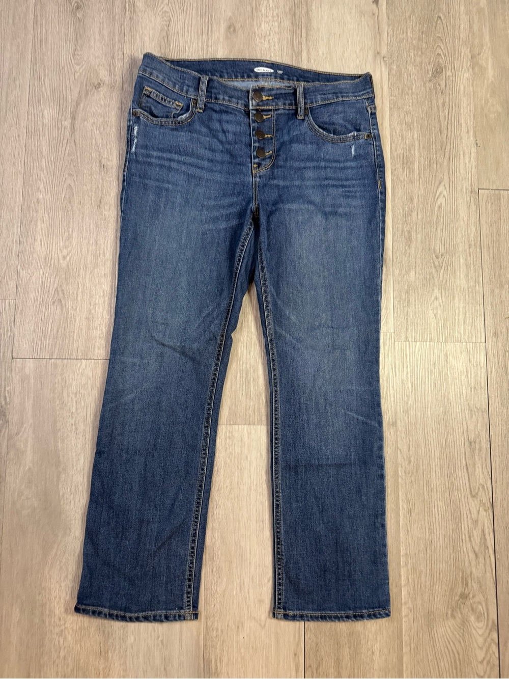 Old navy Womens medium wash Low rise flare Ankle denim Blue jeans Button Fly 6